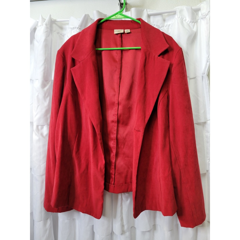 Cato Woman Red Faux Suede Blazer Jacket Plus 22W Professional Career  1610